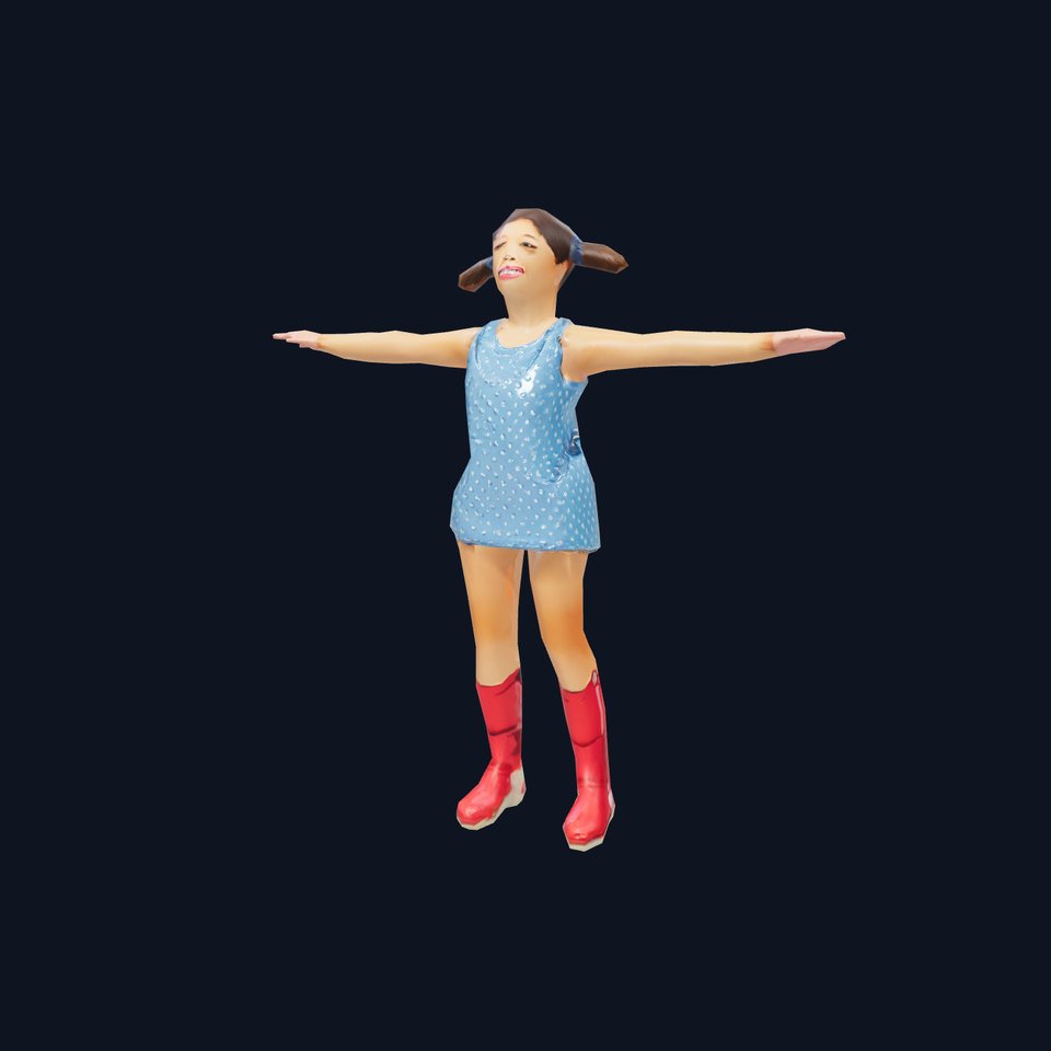 Child Wearing Blue Dress and Red Boots Model Pack